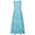 thumbnail image 4 of SNOWSONG Maxi Dresses for Women, Women Plus Size Print Daily Casual Sleeveless Vintage V Neck Maxi Dress, Boho Dress, Flowy Dresses for Women, Long Dresses 1PC Dress Sky Blue XL, 4 of 8