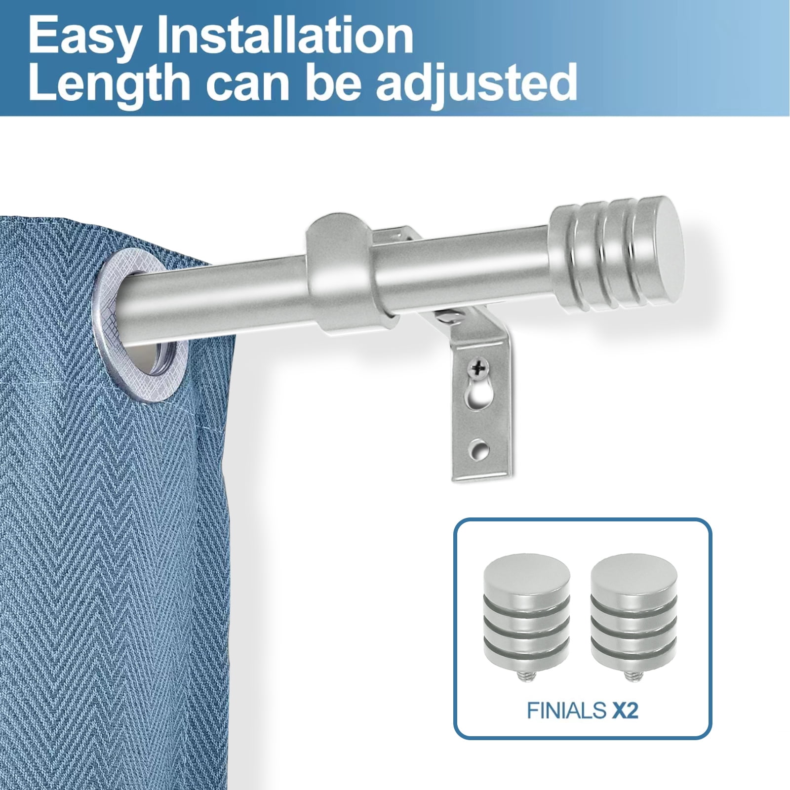 Urbanest Adjustable Spire Curtain 5/8" Rod, 84"-120", Pewter