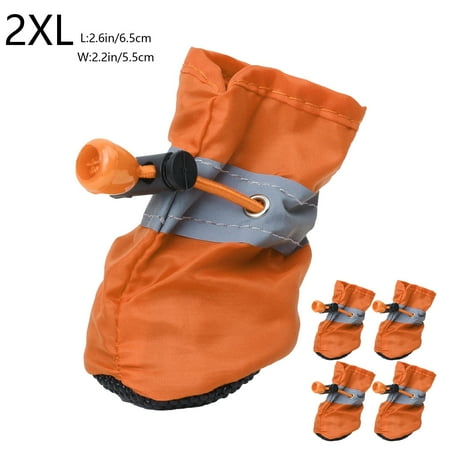 FYTPOV 4pcs Dog Shoes for Small Dogs  Anti-Slip Dogs Boots Paw Protector  Puppy Booties with Reflective Straps  Cat Dog Shoes for Indoor Hardfloors  Orange  2XL