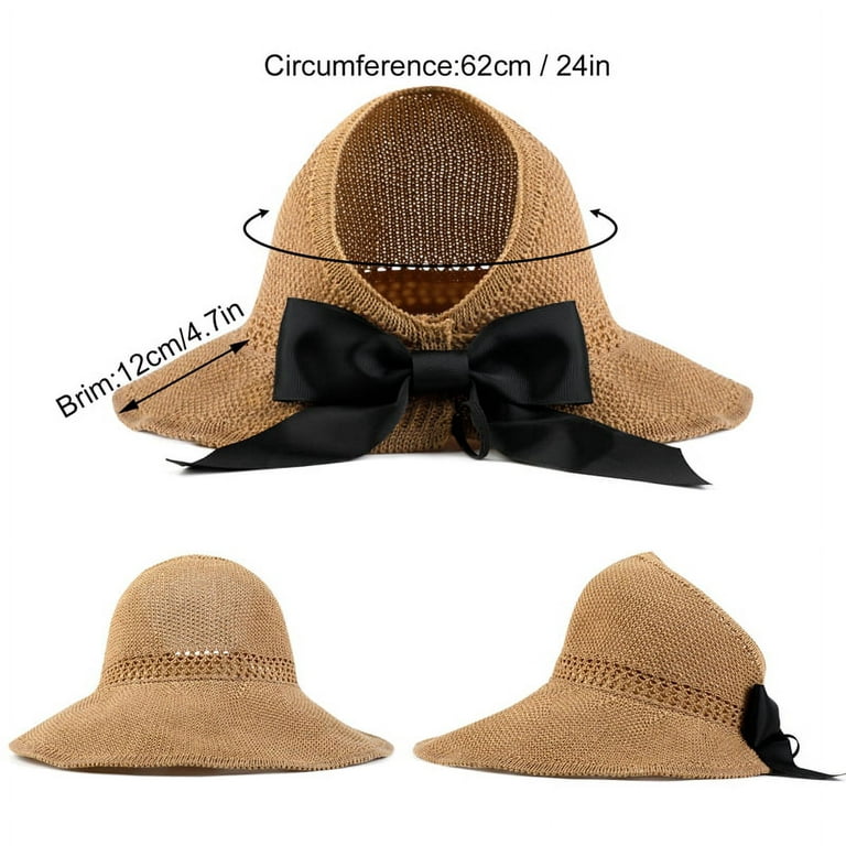 Sun Hats for Women Fashionable Womens Wide Brim Hat Roll-up Straw Sun Visor  Hat