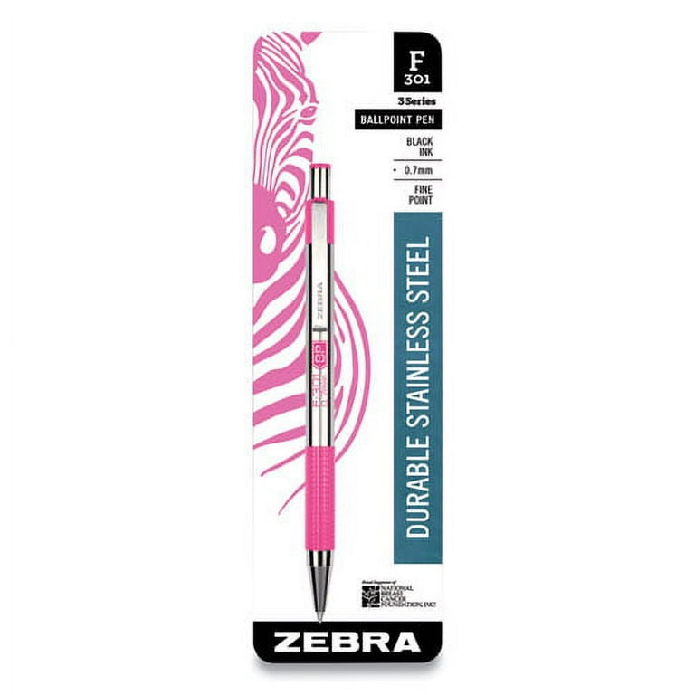 F-301 Ballpoint Pen, Retractable, Fine 0.7 mm, Black Ink, Stainless Steel/Pink Barrel F-301 Ballpoint Pen, Retractable, Fine 0.7 mm, Black Ink, Stainless Steel/Pink Barrel