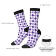thumbnail image 4 of Xecao Purple argyle Pattern Sport Socks for Women and Men Crew Socks Sporty Calf Socks Casual Socks, 4 of 6