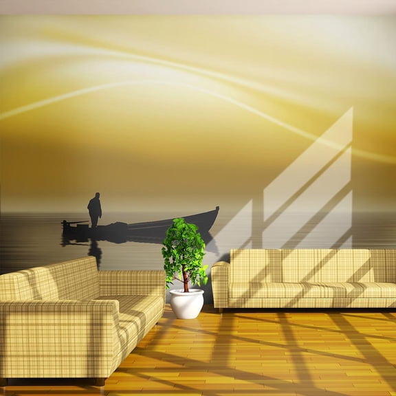 Tiptophomedecor Landscape Wallpaper Wall Mural - Fishing At Sunset