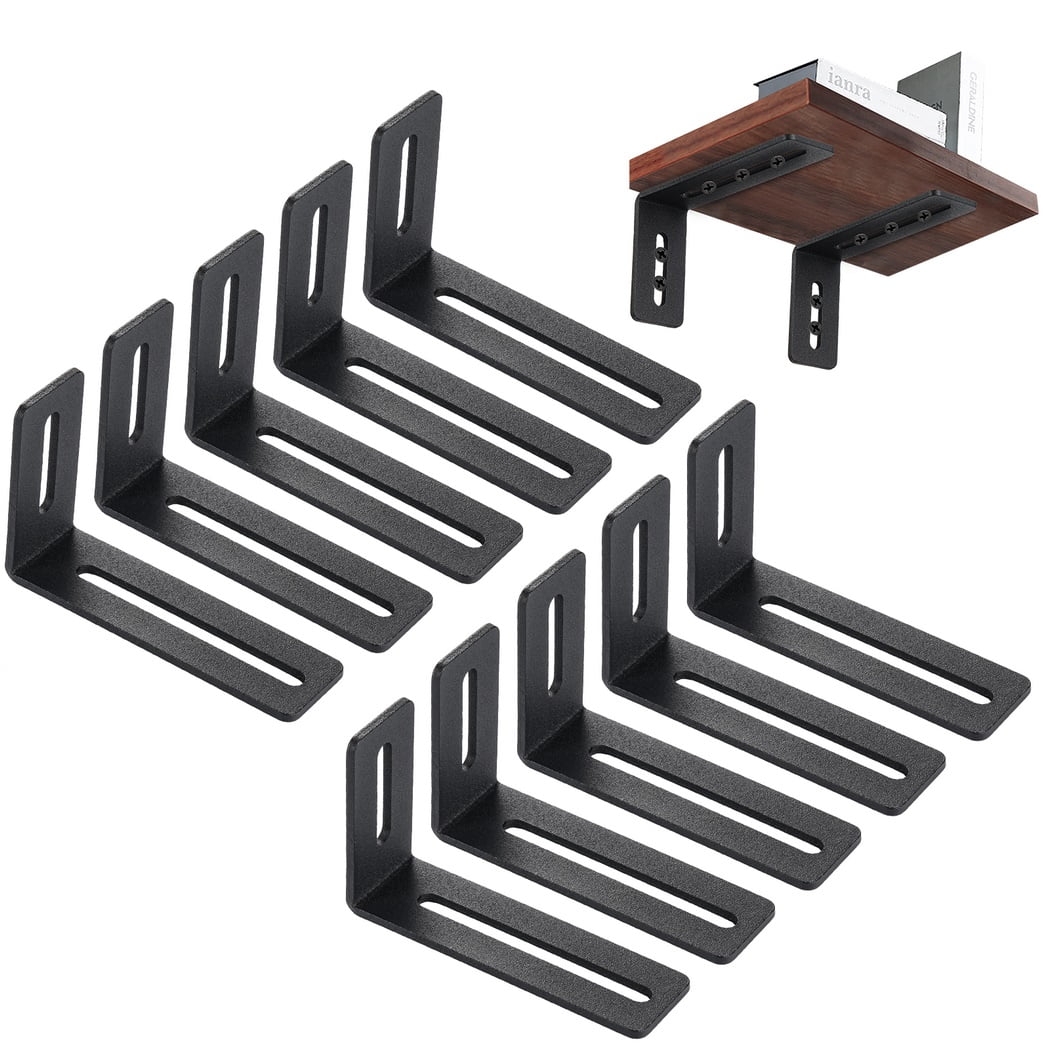 L Shape Shelf Bracket, 10 Pcs 90°Right Angle Brackets for DIY Floating