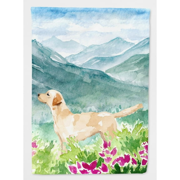 Carolines Treasures CK1973CHF Mountian Flowers Yellow Labrador Flag Canvas House Size  Large multicolor