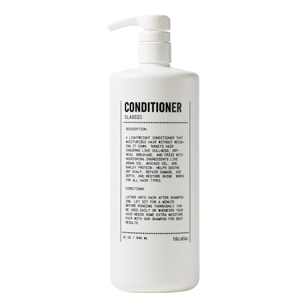 Acondicionador natural para hombres Blu Atlas - Para todo tipo de cabello - Hidratación profunda y calmante del cuero cabelludo Sulfato vegano y sin parabenos - Aroma clásico 32 oz.