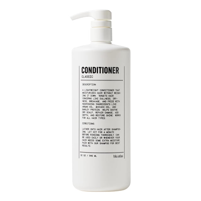 Acondicionador natural para hombres Blu Atlas - Para todo tipo de cabello - Hidratación profunda y calmante del cuero cabelludo Sulfato vegano y sin parabenos - Aroma clásico 32 oz.