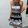 thumbnail image 3 of Women Summer Dresses Casual Boho Floral Halter Neck A-line Cutout Dress Beach Vacation Sundresses with Pockets, 3 of 6