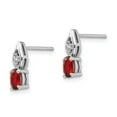 thumbnail image 2 of Real 14kt White Gold Garnet and Diamond Post Earrings; for Adults and Teens; for Women and Men, 2 of 3