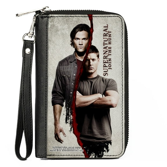 Supernatural Wallet, Zip Around, SUPERNATURAL Winchster Brothers Divided, Vegan Leather