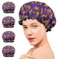 thumbnail image 7 of Shower Caps,Halloween Witch Hats Bats and Pumpkins Waterproof Shower Cap for Women 4 Pieces,Double Reusable Hair Cover for Shower PEVA Elastic Stretch Hem, 7 of 7
