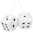 thumbnail image 6 of White Fuzzy Dice for Rear View Mirror, Pair of 2.75" Plush Dice Retro Hanging Ornaments Car Interior Rearview Mirror Decor Accessories (White), 6 of 13
