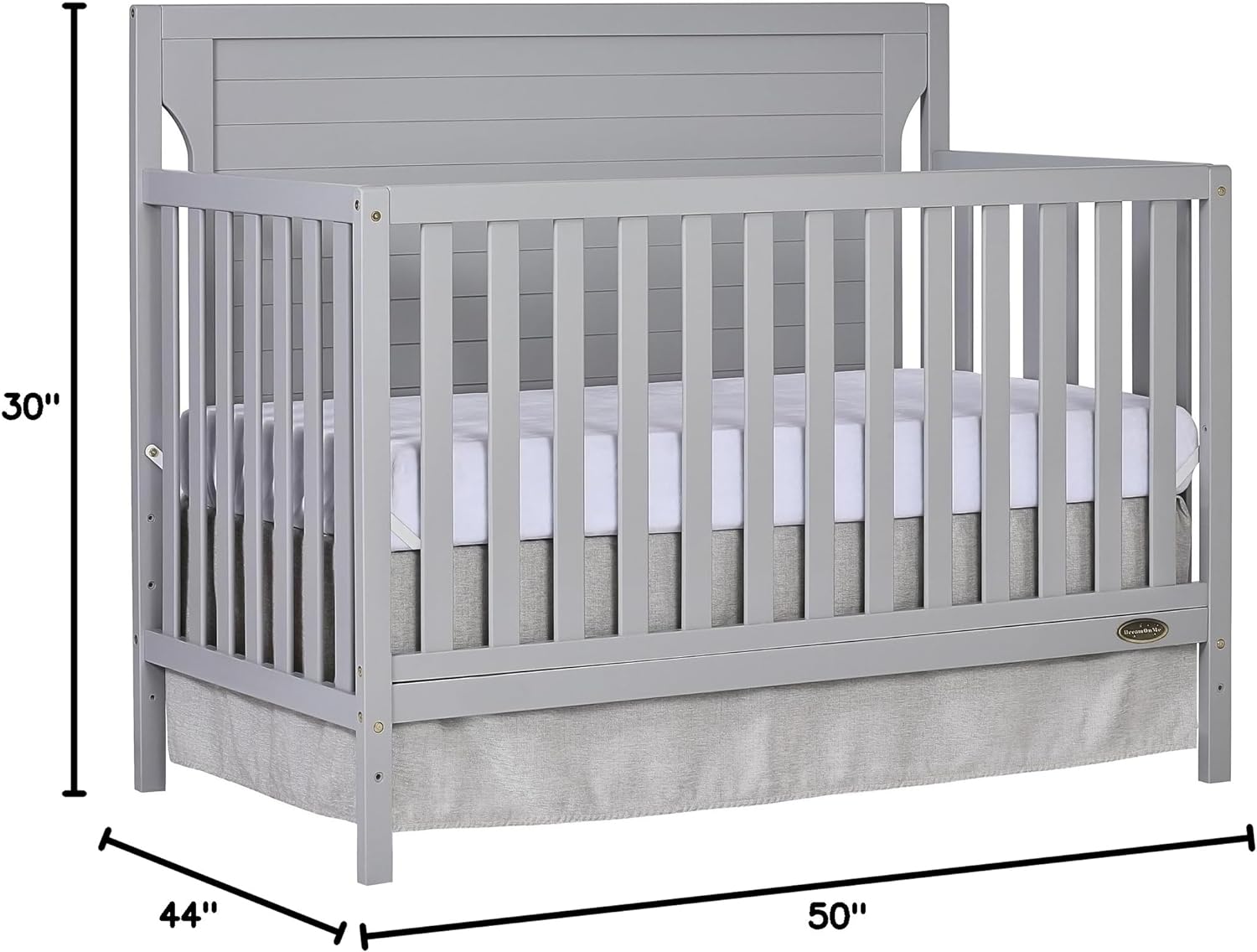 Dream On Me Cape Cod 5-In-1 Convertible Crib In Pebble Grey, Greenguard Gold And JPMA Certified, Built Of Sustainable New Zealand Pinewood, 3 Mattress Height Positions Pebble Grey Inch (Pack of 1) - image 8 of 8