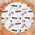 thumbnail image 2 of White Cow Moo Colorful Pattern Round Fitted Tablecloth with Elastic Edge,Dining Table Cover Waterproof,Outdoor Round Tablecloth for Camping,Dining,Indoor and Outdoor, 2 of 7