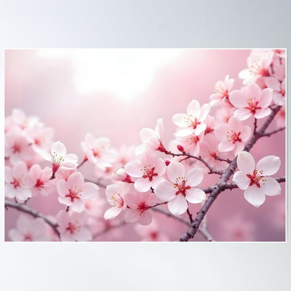 Cherry Blossom Dream Â€“ Soft Pink Sakura Wall Art For Elegant Interiors Poster Wall Art, Modern Wall Decor For Living Room Bedroom, 8x12 UNFRAMED