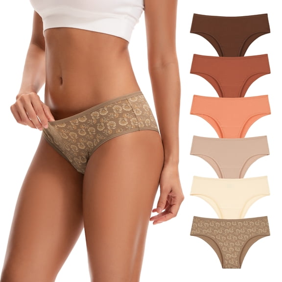 INNERSY Women's Cotton Bikini Panties 6-Pack, Breathable Everyday Underwear(L,Autumn)