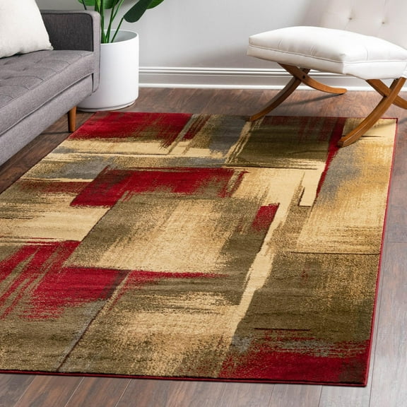 Unique Loom Barista Collection Area Rug - Timor (5' 1" x 8' Rectangle Multi/Red)