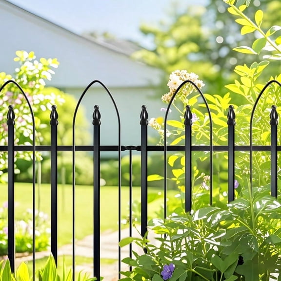 Garden Fence 24 H X 24 W 5 Panels Total Length 10 Feet Metal Decorative Border Folding Fence Landscape Fencing For Dog Flower Bed Yard Animal Barrier