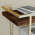 thumbnail image 4 of Martha Stewart Liam 2 Tier Mobile Printer Cart, Polished Brass Frame, Walnut, 4 of 13