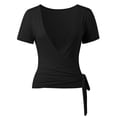 thumbnail image 5 of Basic T Shirts for Women Loose V-Neck Solid Color Tee Short Sleeve Spring Summer Tops, 5 of 6