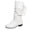 White, variant on Women's Mid Calf Slouchy Boots, Ribbon Bow Tie Ruched Boots, Soft Faux Leather Low Block Heel Booties for Dating Party Outfits, Elegant Pull On Christmas Holiday Tall Boots, Black 6