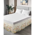 thumbnail image 4 of Spring Summer Botanical Wrap Around Bed Skirts for Queen Bed 16" Drop, Bed Skirt with Adjustable Elastic Belt Dust Ruffle Bed Valance for Bedroom Hotel Luxury Butterfly Floral Vintage Bed Frame Cover, 4 of 7