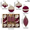 thumbnail image 2 of Set of 10 Burgundy and Gold Christmas Tree Ornaments, Elegant Shatterproof Holiday Decoration Baubles for Home, 2 of 7