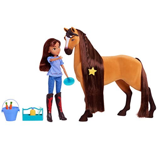 DreamWorks Spirit Riding Free Deluxe 14 Inch Spirit Horse and 11.5 Inch Lucky Doll Set with Accessories, by Just Play