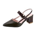 thumbnail image 6 of Rokment Women's Chunky Block High Heels Slingback Dressy Sandals for Ladies 2026 Trendy Color Block Leather Pointed Toe Formal Pumps Business Office Dress Heeled Sandals Black Size 7, 6 of 7