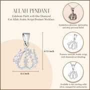 Sterling Silver Sparkle Cut Allah Arabic Script Pendant Necklace, 16 Chain