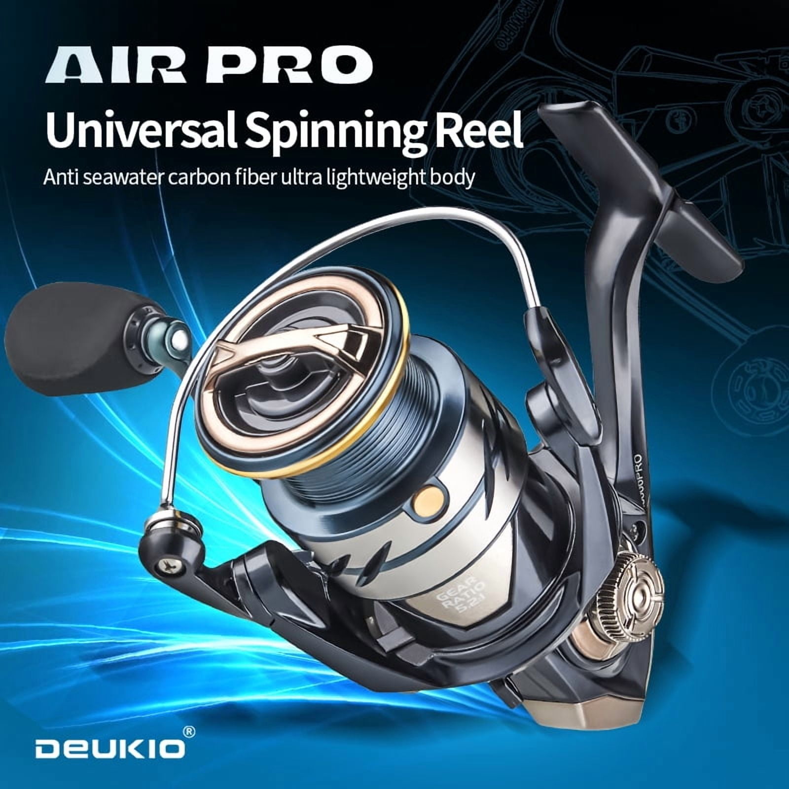 DEUKIO 2024 New Fishing Reel 5.2:1 MAX Drag Power 18lbs Aluminum Spool Fish Alarm Spinning Reel for Saltwater Freshwater