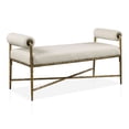 thumbnail image 5 of Lalia Modern Upholstered 48-inch Hammered Metal Accent Bench with Roll Arms, Matte Gold, 5 of 13