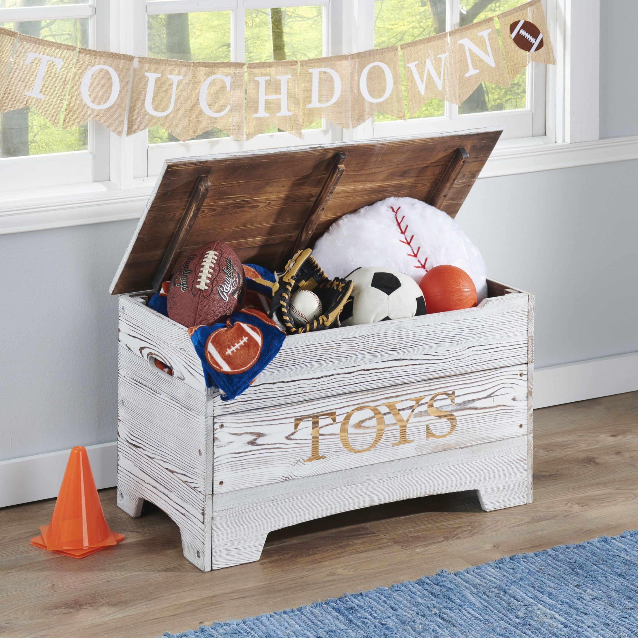 Badger Basket Children's Solid Wood Rustic Toy Box 3.3 Cu ft. - Distressed White