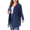 thumbnail image 4 of Agnes Orinda Plus Size Cardigan for Women Long Sleeve Open Front Lightweight High Low Hem Draped Cover Ups 1X Dark Blue, 4 of 6