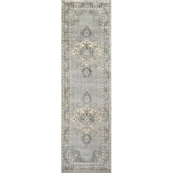 Alora Decor Euphoria 2'6" x 8' Distress Gray/Gray/Rust/Blue Hybrid Area Rug