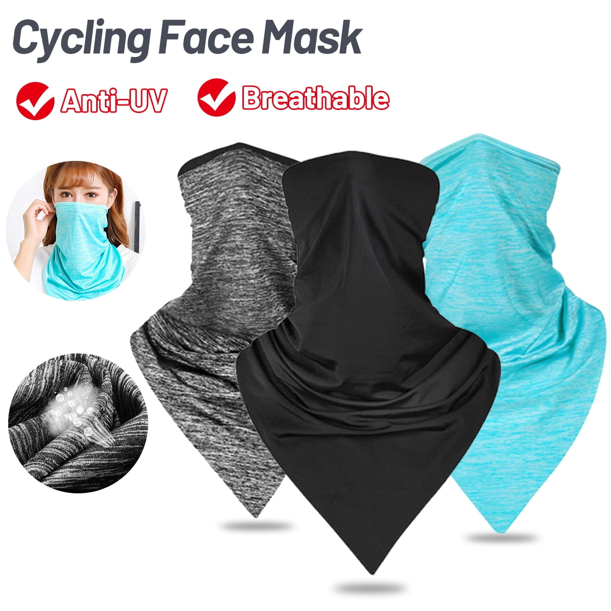 Ice Silk Cloth 4 Pcs UV Proof Headband Breathable Cool Neck Gaiter Summer for Men and Women Cooling Bandana Dust Half Sport Fishing Face Mask Scarf Reusable for Running Hiking Cycling Washable