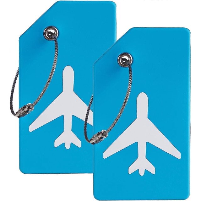 2 Pcs Silicone Luggage Tags with Name ID Card, Suitable for Luggage Suitcase, Backpacks, Bags, Handbags. Travel Accessories Essentials (Blue)