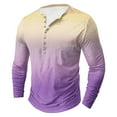 thumbnail image 3 of LODIENY Men's Henley Shirts Classic Casual Tie Dye Gradient Print Basic Workout Tee Shirts Big and Tall Regular Fit Long Sleeve Cotton Button Ombre T Shirts Multicolor#26 XXL, 3 of 5