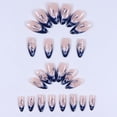 thumbnail image 5 of 24 Pieces False Nails Set with Blue Edge Design - White Cherry Blossom Covered Nails - Nail Kit Gift for Girls, Mothers and Women - Whitening Nail Art Kit Removable Fake Nails - Valentine's Day Gift, 5 of 5