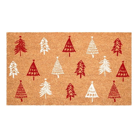 Red White Christmas Tree Farm Doormat 24" x 36"