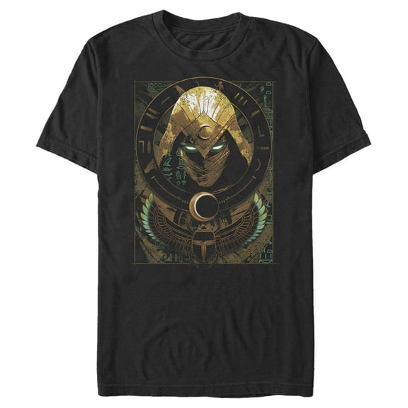 Men's Marvel: Moon Knight Gold Winged Scarab Portrait Graphic Tee Black 3X Large