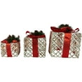 thumbnail image 3 of Northlight Set of 3 Lighted White Rope Gift Box Christmas Decorations 9.75", 3 of 6