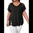 thumbnail image 2 of Blusas Tipo Túnica de Corta para Mujer, con Escote en V Recortado, Elegantes, Informales, Holgadas y Largas Negro L, 2 of 7