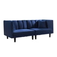 thumbnail image 5 of Futon Couch Bed, Modern Fabric Twin Sofa Sleeper Bed with Armrest, Convertible Futon Couches and Sofas w/Two Pillows, Small Spaces Recliner Couch Living Room Furniture Loveseat Sofa, Navy Blue, LL192, 5 of 7
