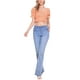 thumbnail image 2 of TOP CORTO CON ELASTICO INSPIRE CHIC PARA MUJERES, MANGAS BOLLO, BLUSA DE CUADROS GINGHAM, NARANJA, 2 of 6