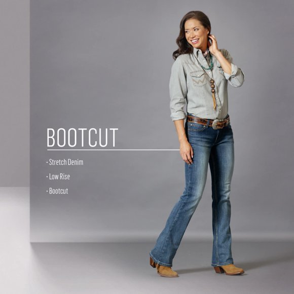 Wrangler Jean Coupe Bottillon Extensible Rétro Sadie Taille Basse pour Femmes, Bleu Moyen, 7X32