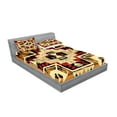 thumbnail image 2 of Ambesonne Retro Fitted Sheet & Pillow Sham Set, Boho Plant, Full, Orange Yellow Red, 2 of 2