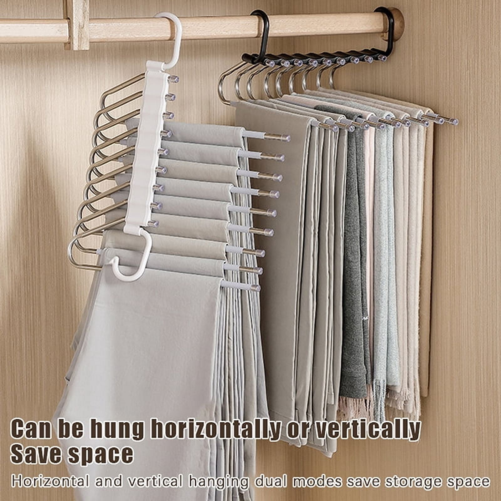Folding Magic Pants Hangers 5/9layers Stainless Steel Space Saving Clothes Rack Organizer For Wardrobe Jeans Trousers Scarf