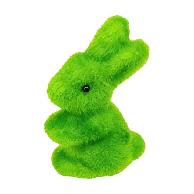 SLYNSHome Flocked Bunny Easter Decor Green Moss Rabbit Figurines for Table Centerpieces Spring Garden Tabletop Sculpture