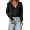thumbnail image 3 of Gyexs Womens 2025 Summer Cropped Cardigan Fashion Knit Long Sleeve V Neck Business Casual Sweater (Black, Size M), 3 of 6